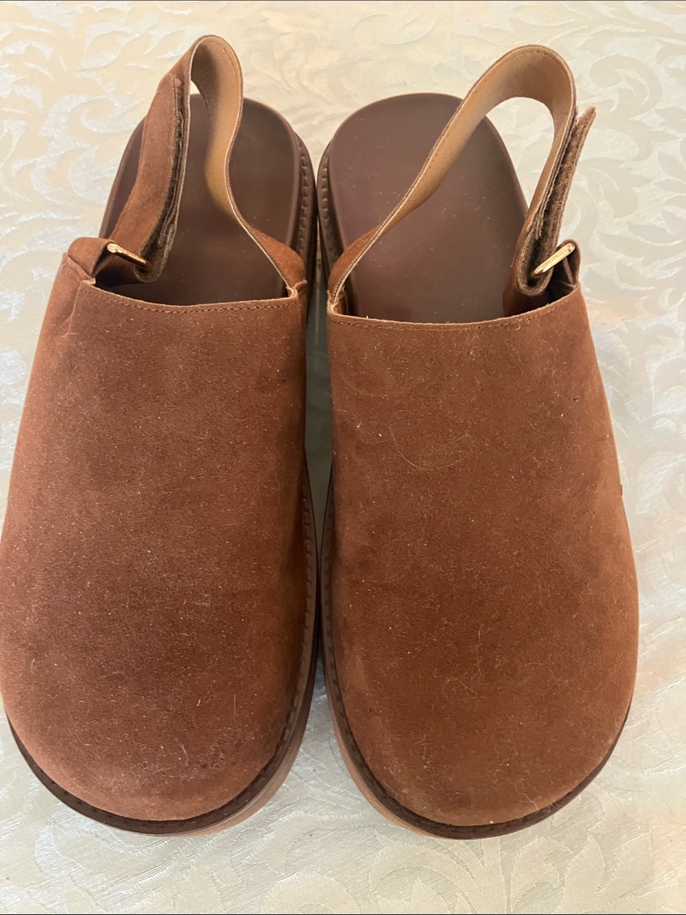 Women's Brown Suede Slingback Clogs